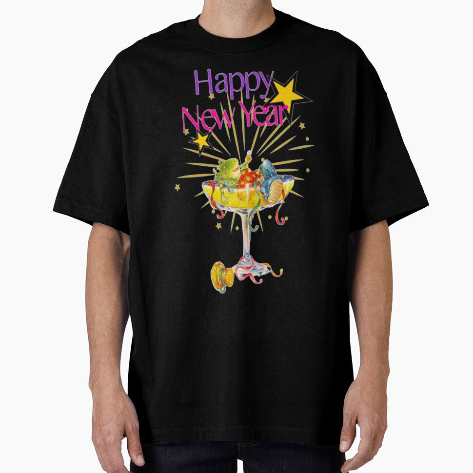 Happy New Year Colorful Frog in Glass Lettering Design, Howdy New Year,New Years Celebration, New Years Eve Countdown by Adri Barnard