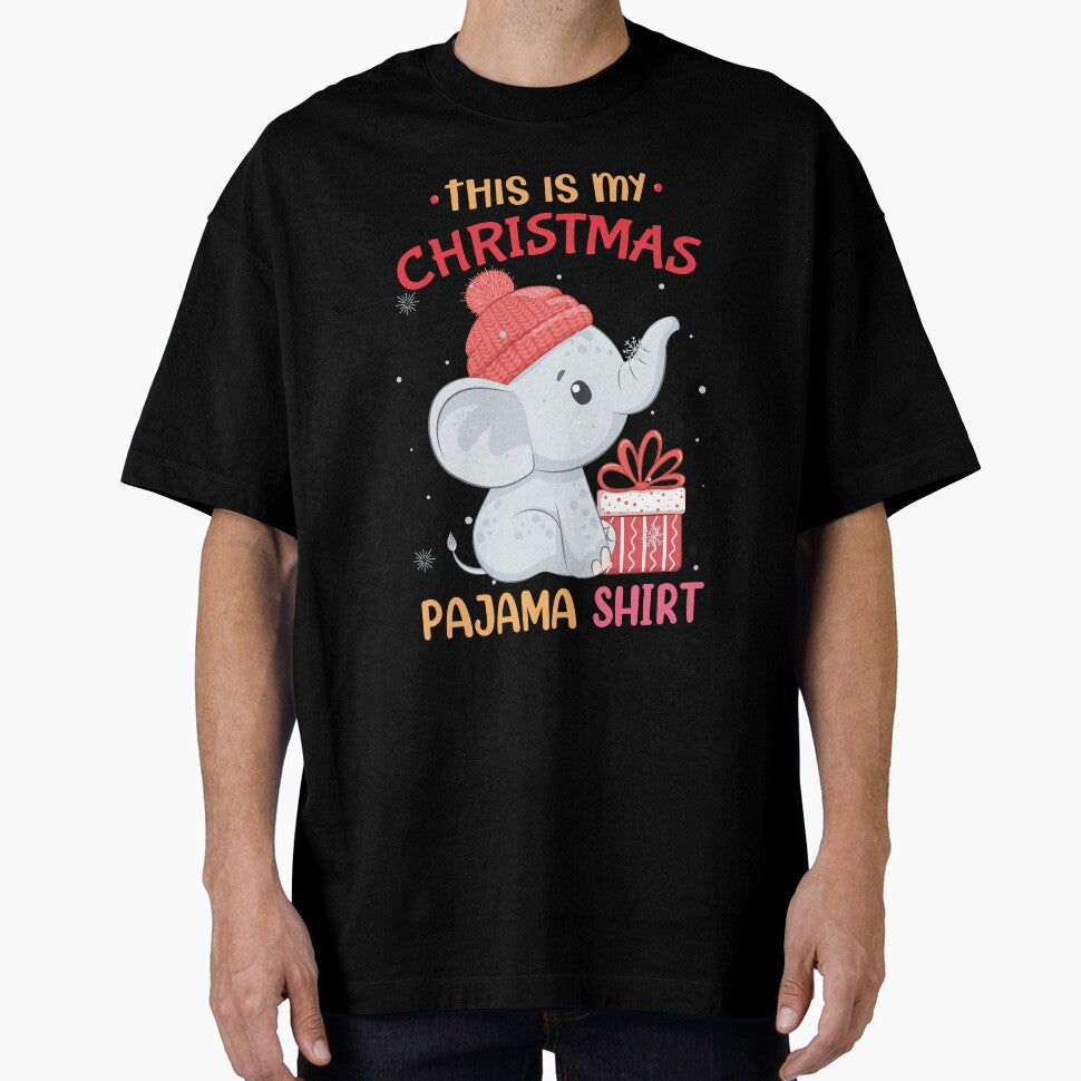 This Is My Christmas Pajama Shirt Baby Elephant Hat Xmas by Echo Dusk