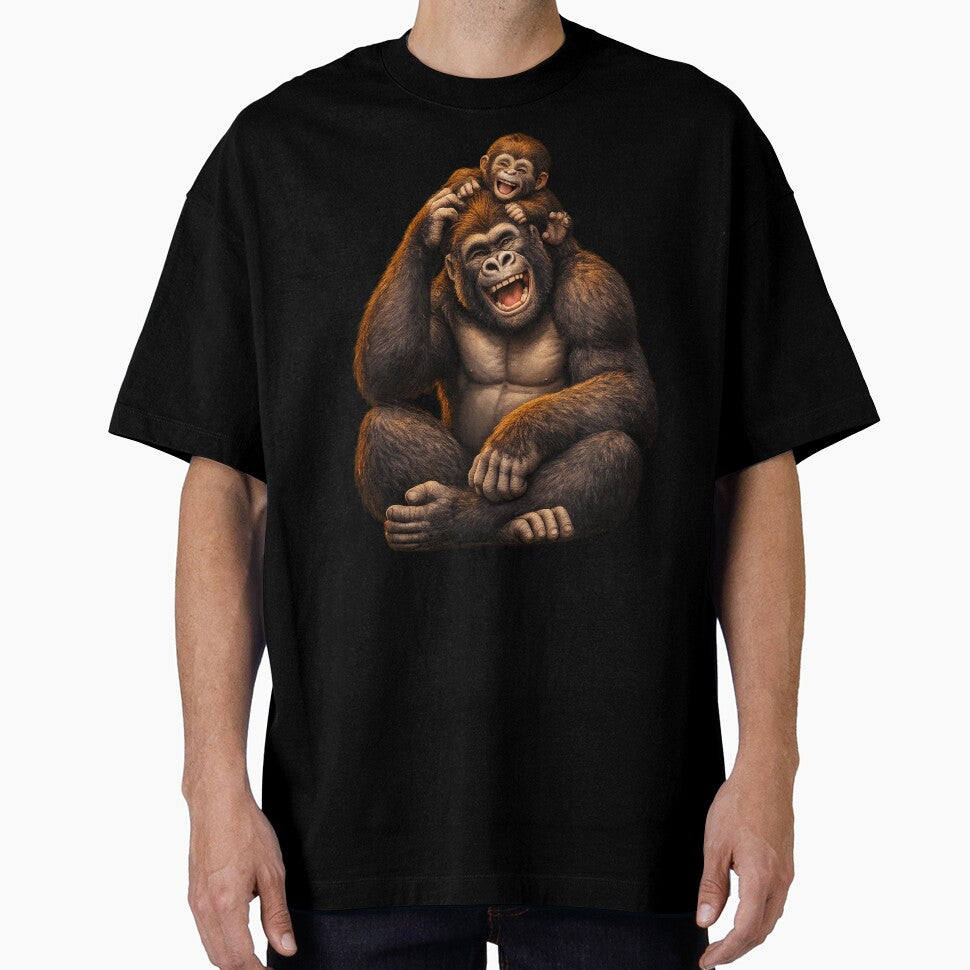 Gorilla Father And Baby: Funny Joyful Wildlife Father's Day Gift by TheAngelHeart