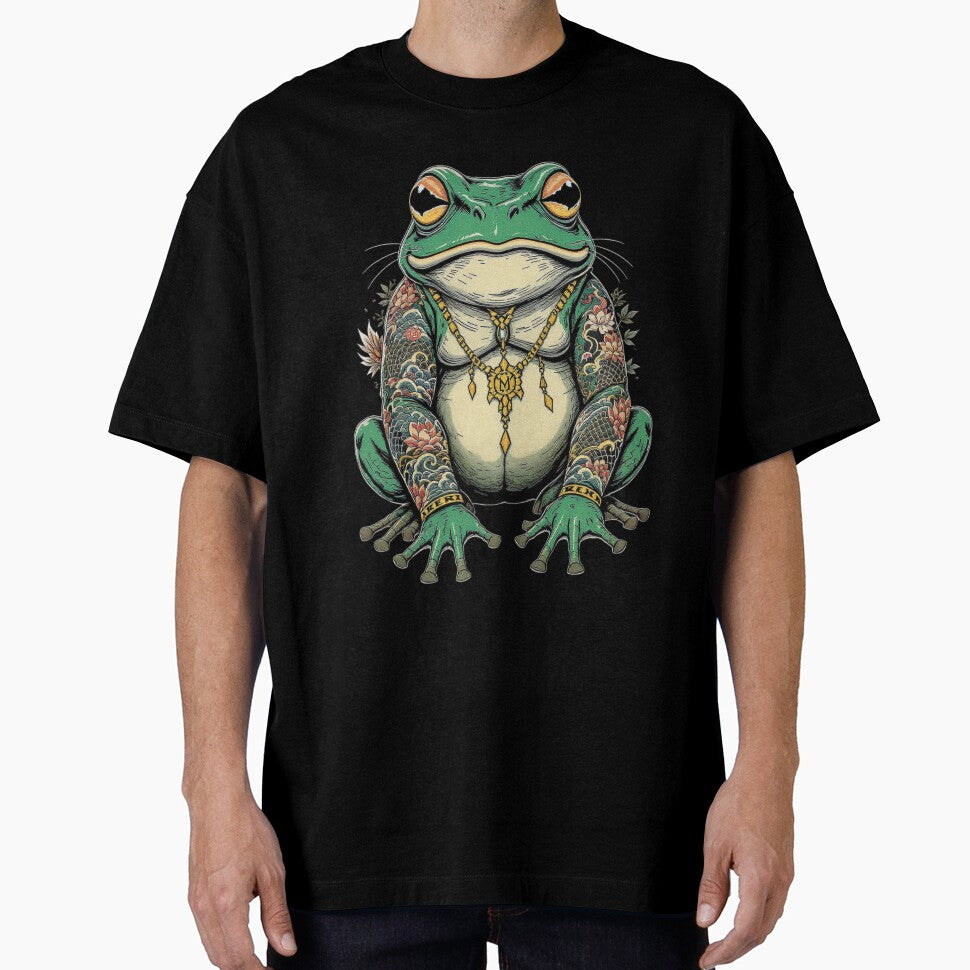 Frog Yakuza Tattoo Illustration | Japanese Irezumi Frog Gangster Art | Dark Vector Design by ColorSplash123