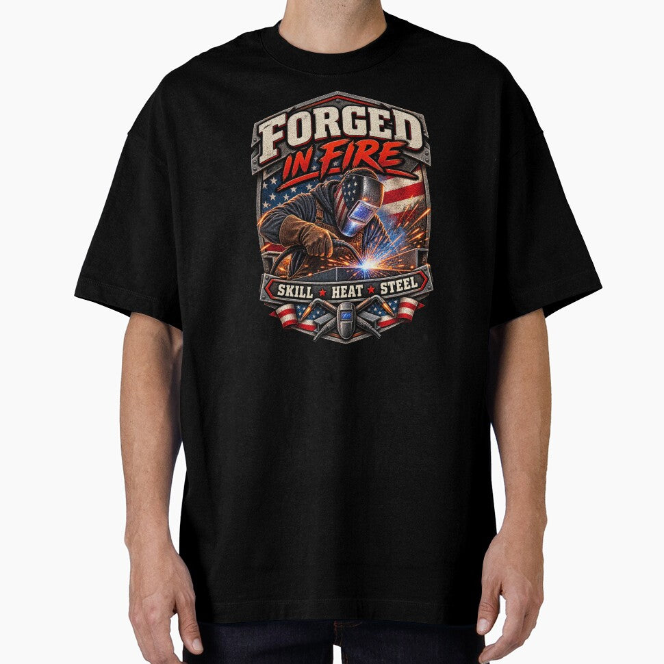 Forged in Fire - Vintage Welder Welding Workwear T-Shirt by DomKo10