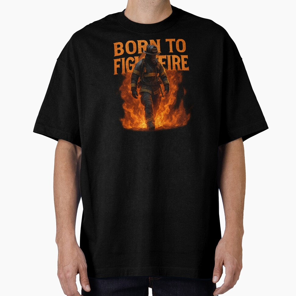 Born to Fight Fire - Heroic Firefighter in Flames by MKreative Studio