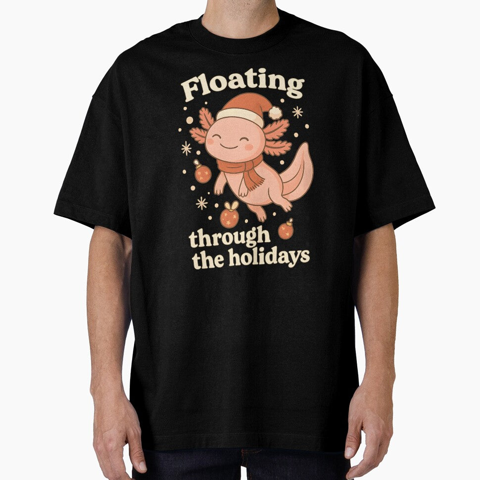 Floating Through the Holidays – Funny Axolotl Christmas Shirt by SVALANART
