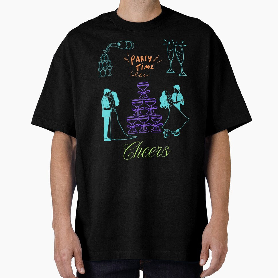Cheers Party Time Stacked Champagne Glasses colorful by MusikalTales