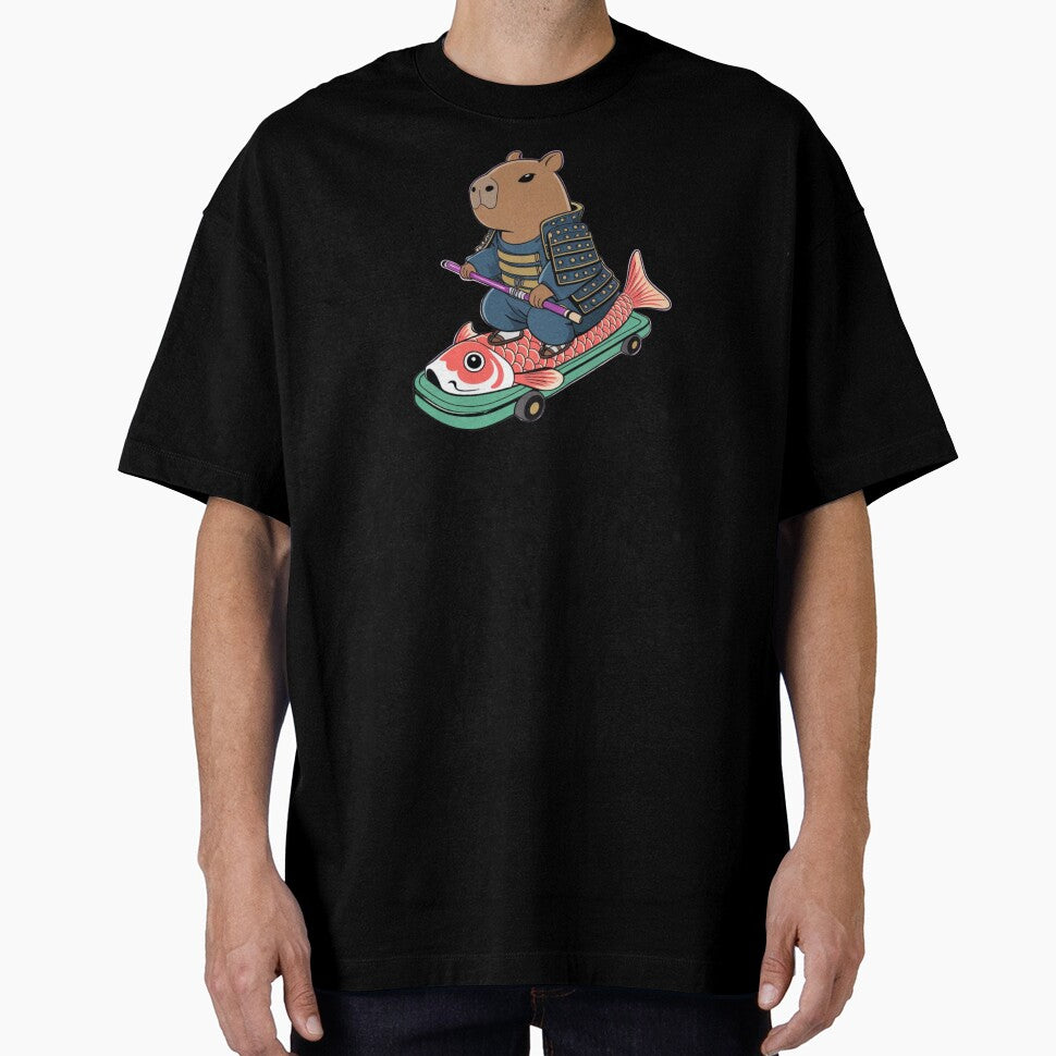 "Wave Dream – Samurai Capybara Riding the Koi Flow by teevoxx