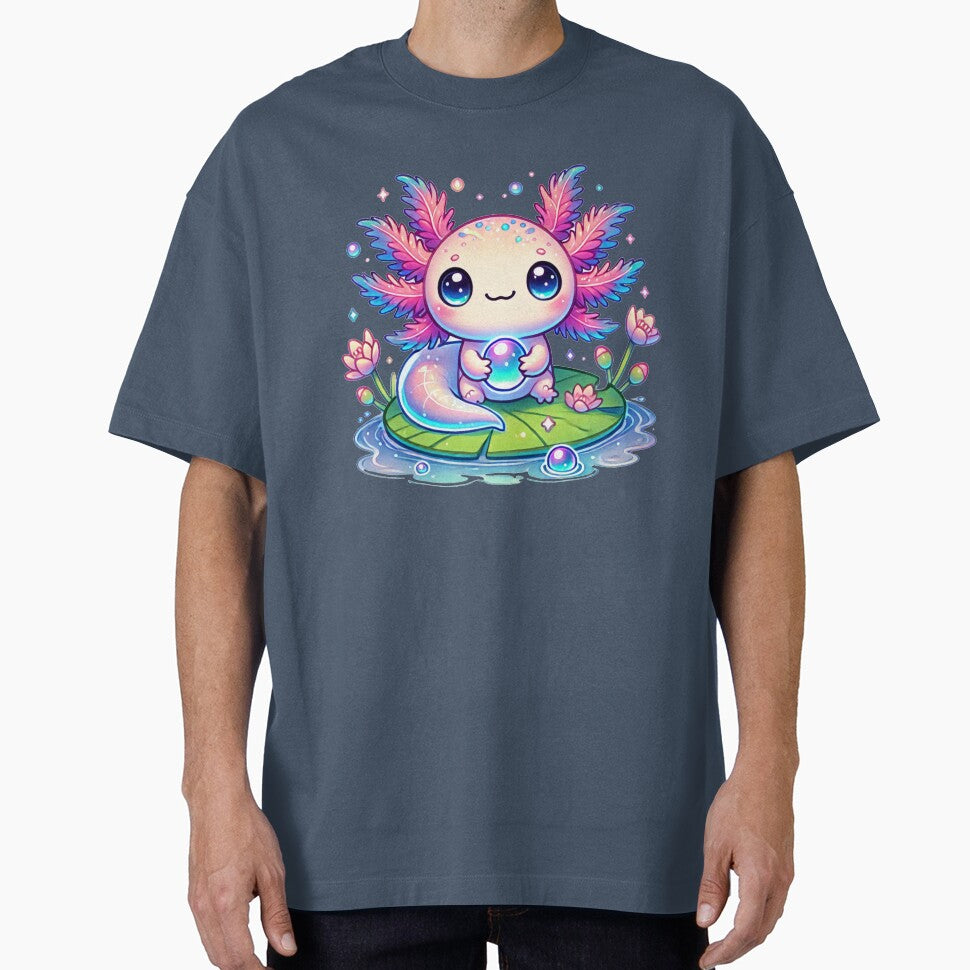 cute axolotl holding a bubble by JonelleTshirts