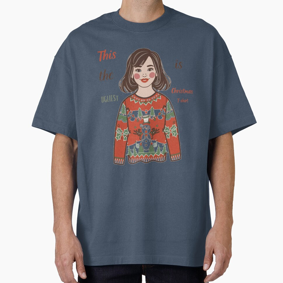 Kids Ugly Christmas Sweater Girls T-Shirts by ChromaticBlend