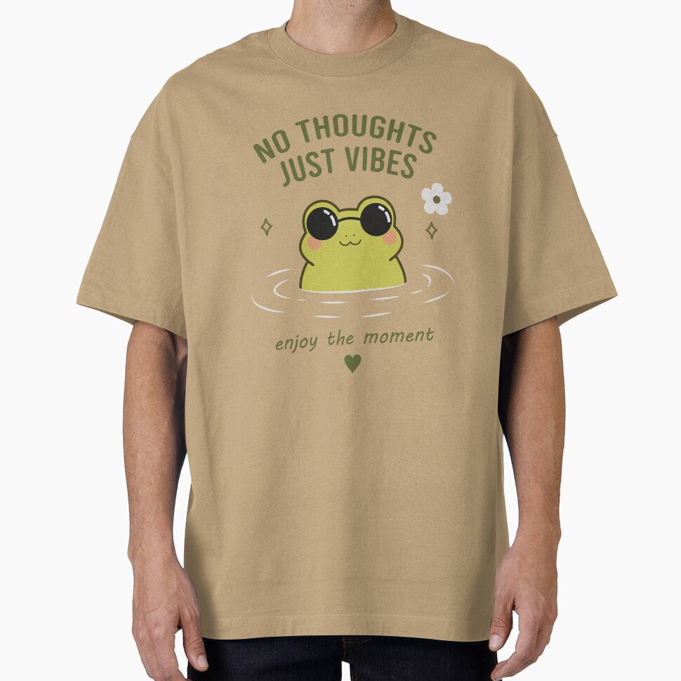 No Thoughts Just Vibes Cute Frog - Kawaii Frog Meme Aesthetic by Lilypad Shop