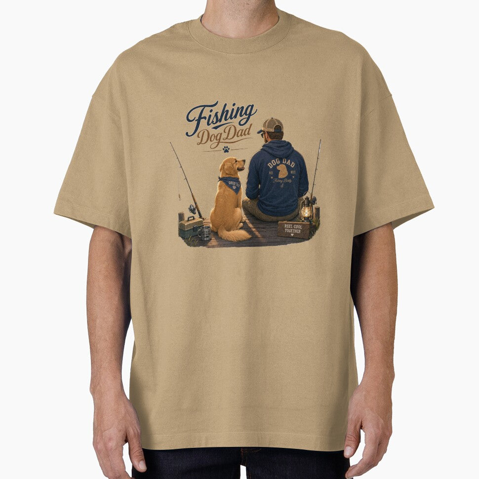 Fishing Golden Retriever Dog Dad Sunset Kawaii T-Shirt by Ashley critters