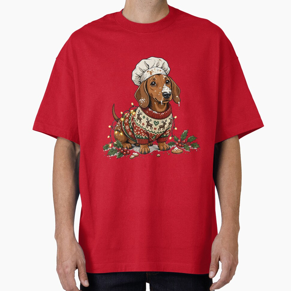 Holiday Dachshund Baker in Fair Isle Reindeer Sweater by CraftyValley