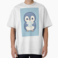 Kawaii Baby Penguin Holding a Glowing Snowflake – Pastel Blue Winter Illustration by Fernova