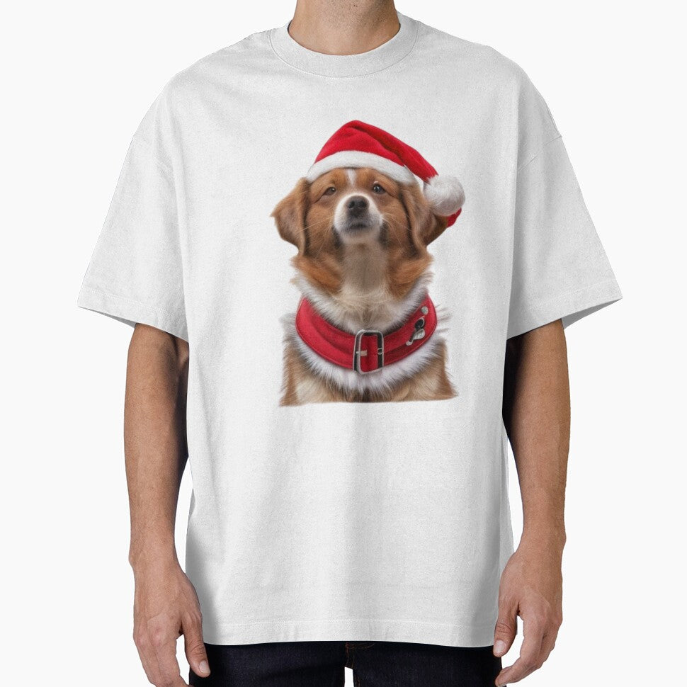 Cute brown Santa dog.  Merry Christmas by Debsgiftware