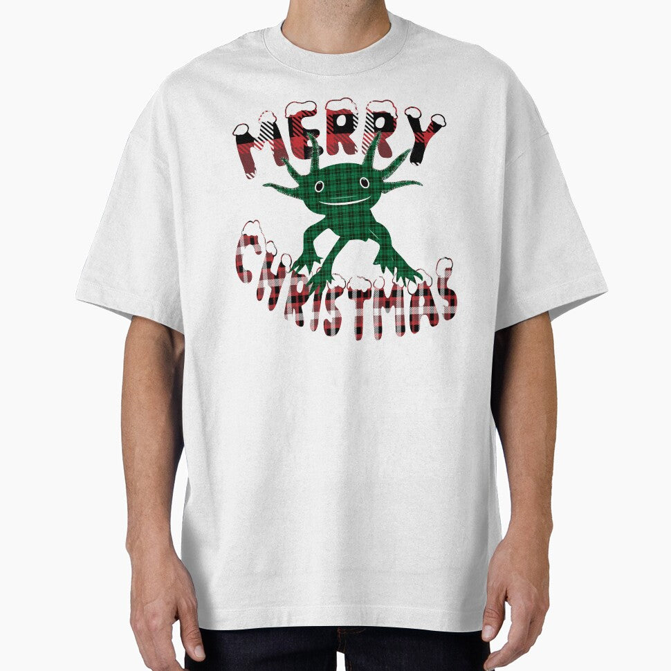 Merry Sweatshirt, Merry Shirt, Christmas Crewneck, Christmas Sweater, Axolotl, Cute, Buffalo Plaid, Plaid, Amphibian, Illustration, © DAM Creative, by DAM Creative ⭐⭐⭐⭐⭐