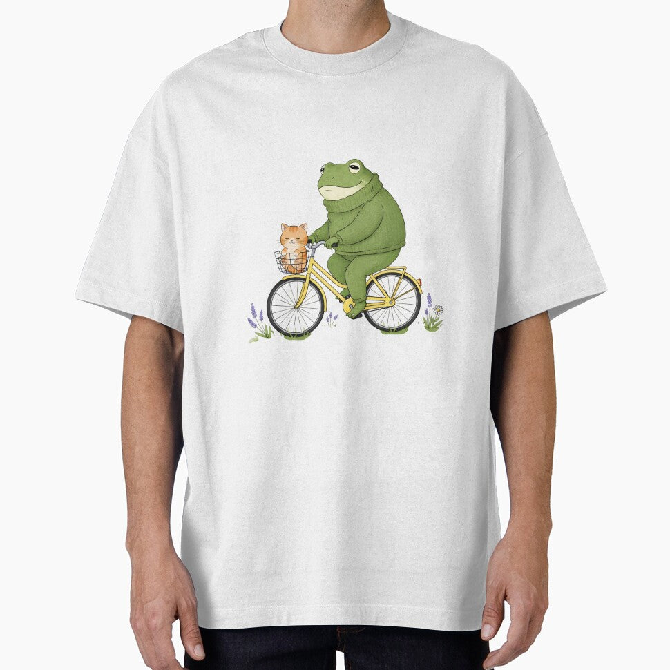 Frog Riding Bicycle with Cat by DigiHouse