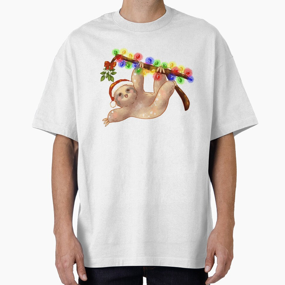 Merry Slothmas - Funny Christmas Sloth Wearing Santa Hat by Jieul