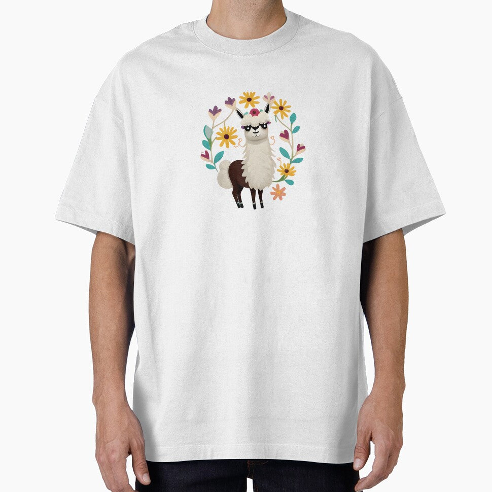 Hygge Style Llama and Flowers by hyggefolkart