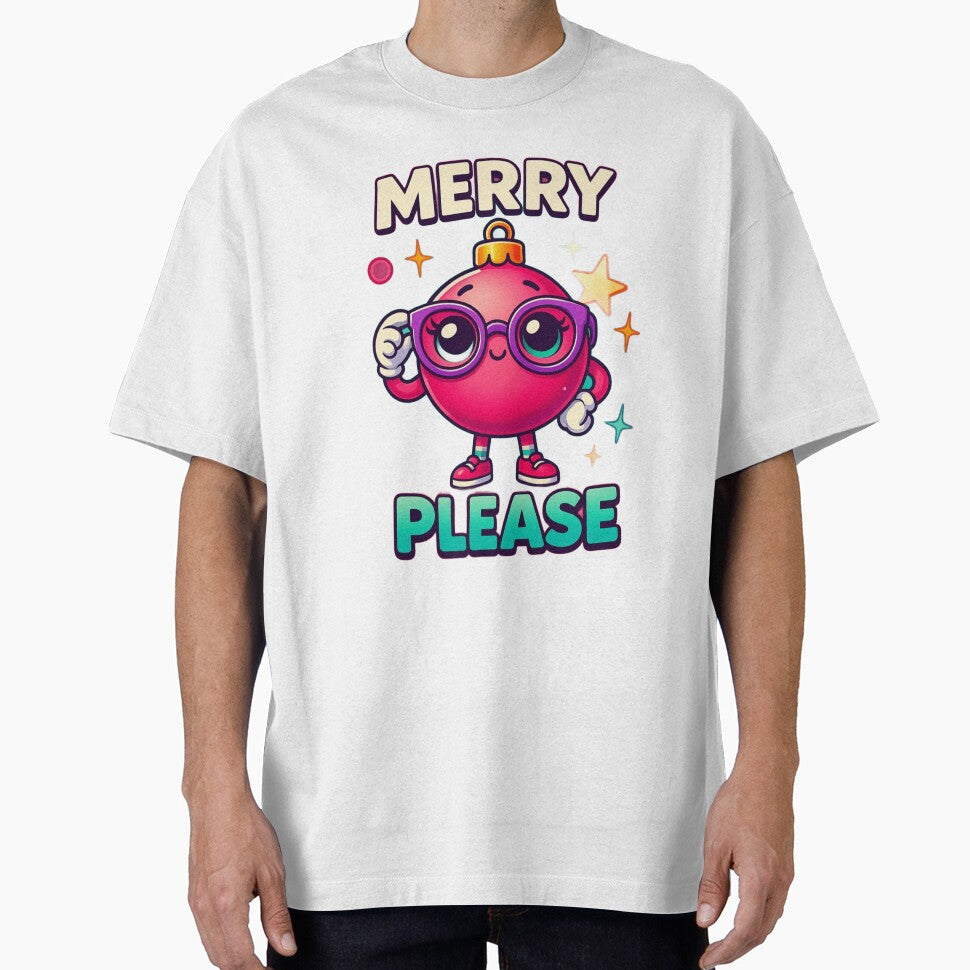 Cute Kawaii Christmas Ornament – “Merry? Please” Holiday Design by DesignNadine