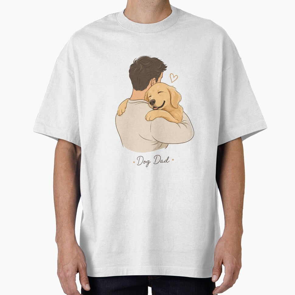 Minimalist Golden Retriever Dog Dad Hug T-Shirt by Ashley critters