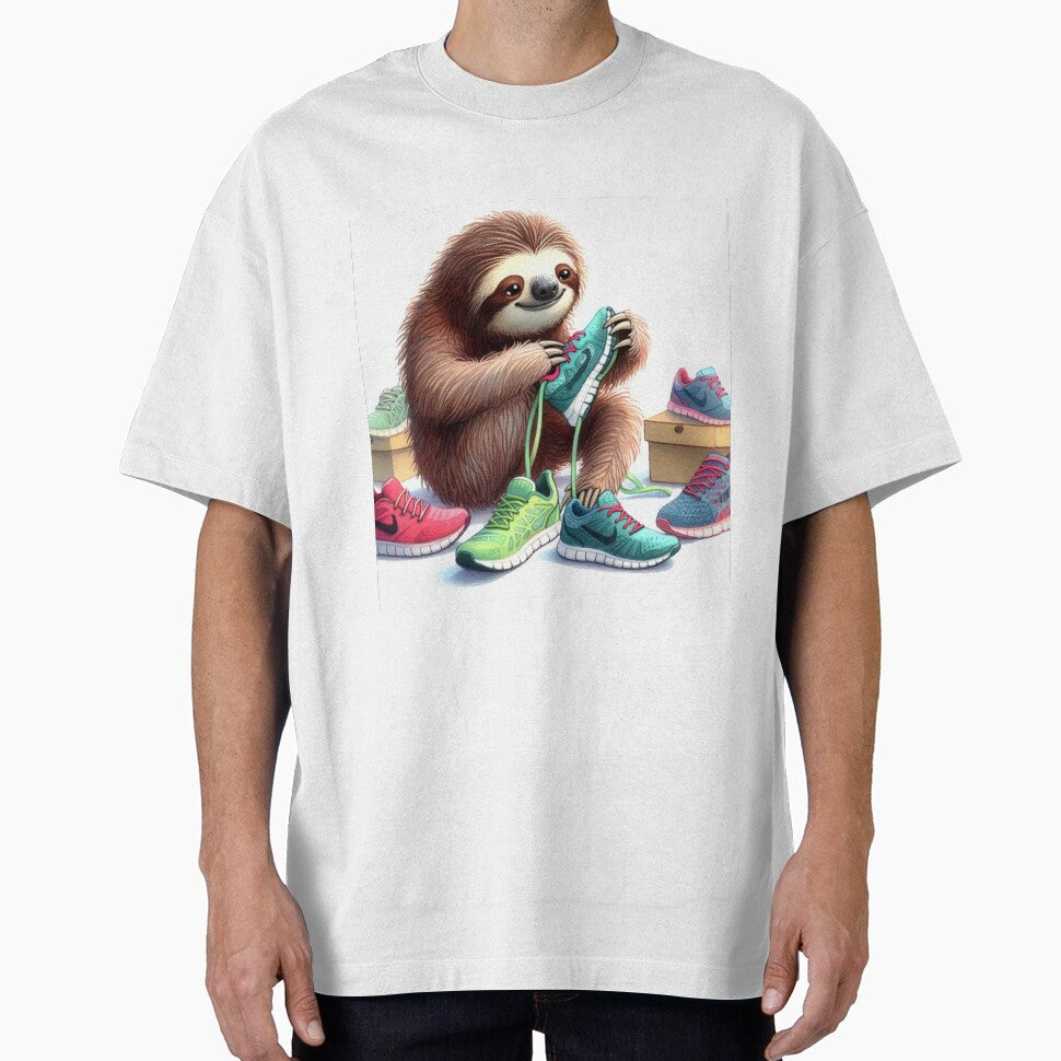 Sloth trying on new running shoes by ElegantTeaTime