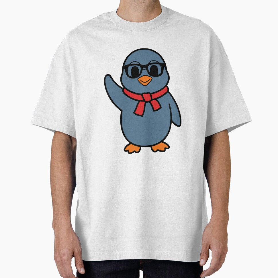 Cool Penguin with Sunglasses - Funny Christmas Holiday Tee by KERK Art and Design
