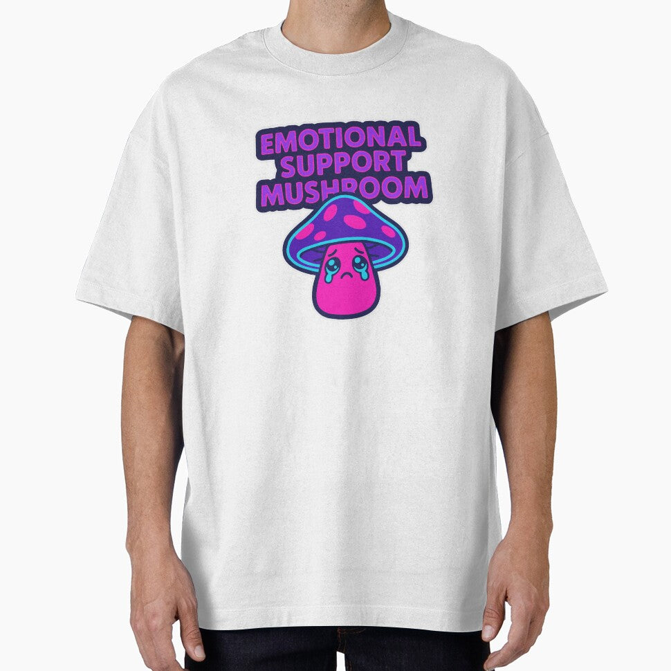 Emotional Support Mushroom – Cute Sad Kawaii Sticker by unicorn-v