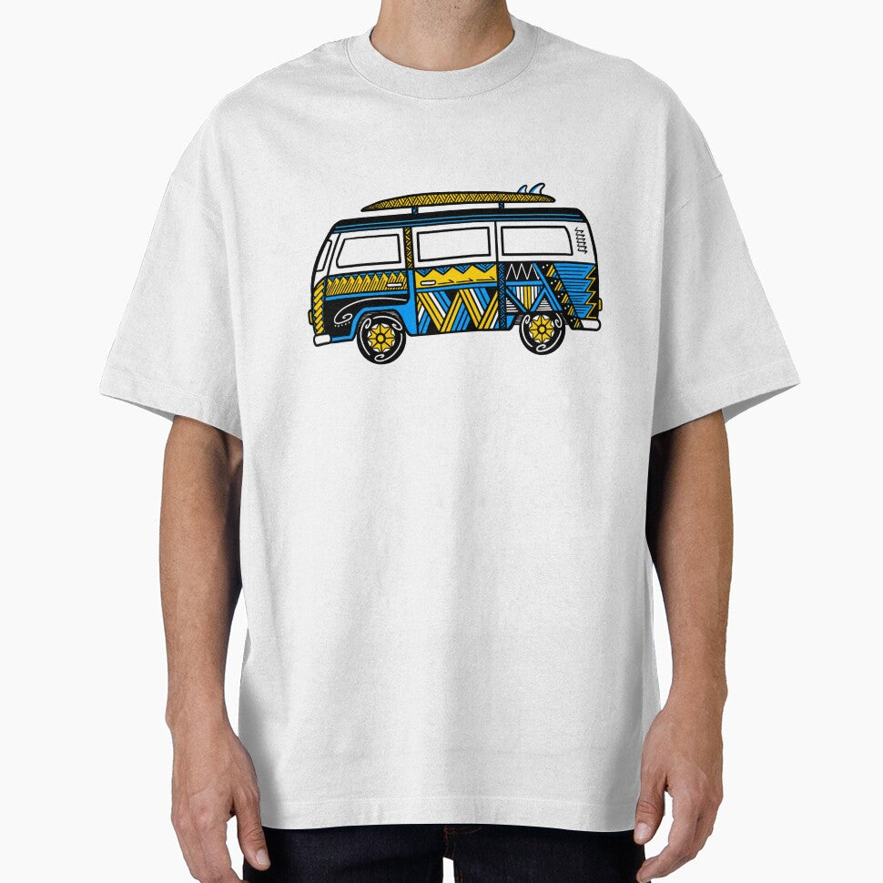 Blue Tribal Van with Surfboard by Steeb757