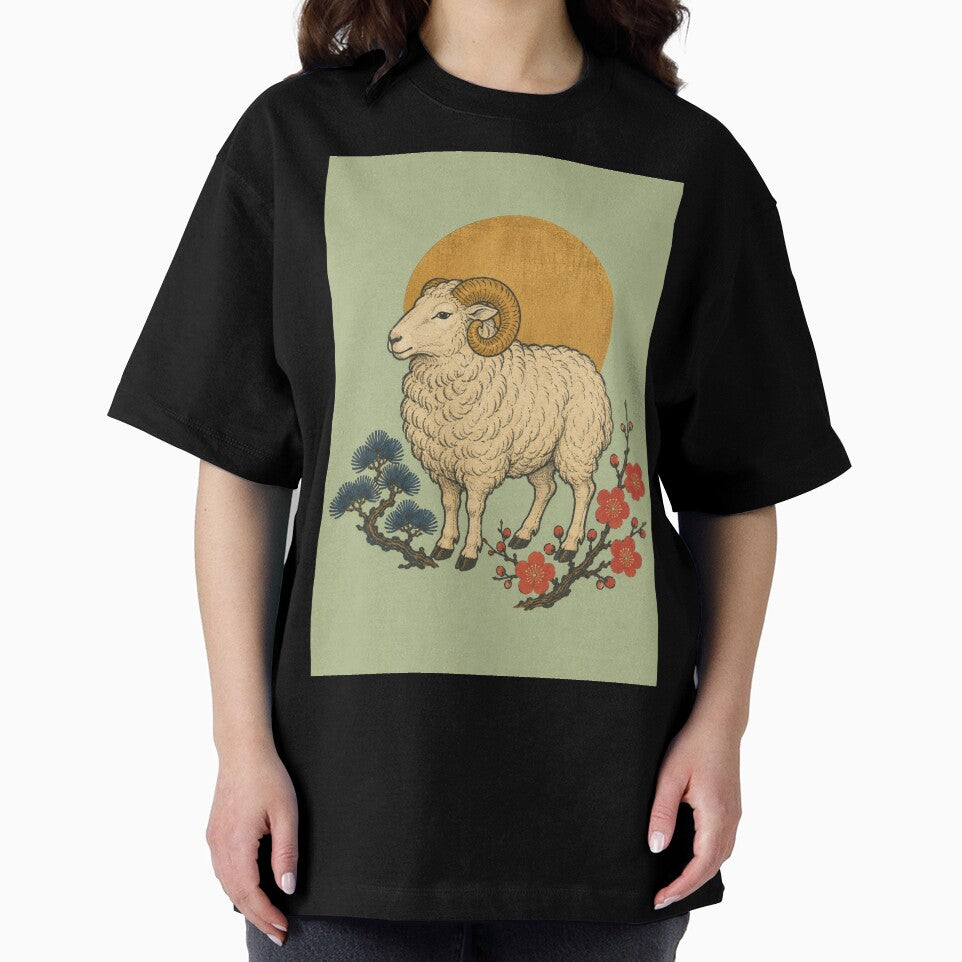 Year of the Goat 2027 Japanese Zodiac - Sheep Ukiyo-e Woodblock Art by Planthem