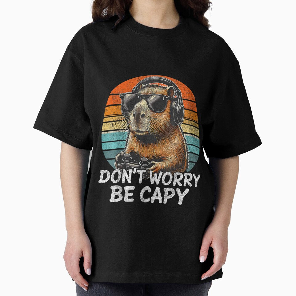 Don't Worry Be Capy Capybara Retro Gaming Art for Men Women Kids , Capybara Gift Lover by DZIRI NAJAT