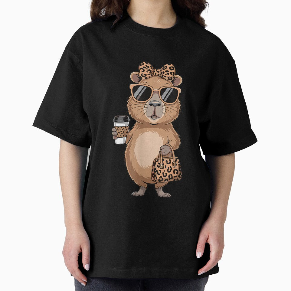 Fashion Funny Leopard Capybara Coffee Cute Women Girls Art for Men Women Kids , Capybara Gift Lover by DZIRI NAJAT