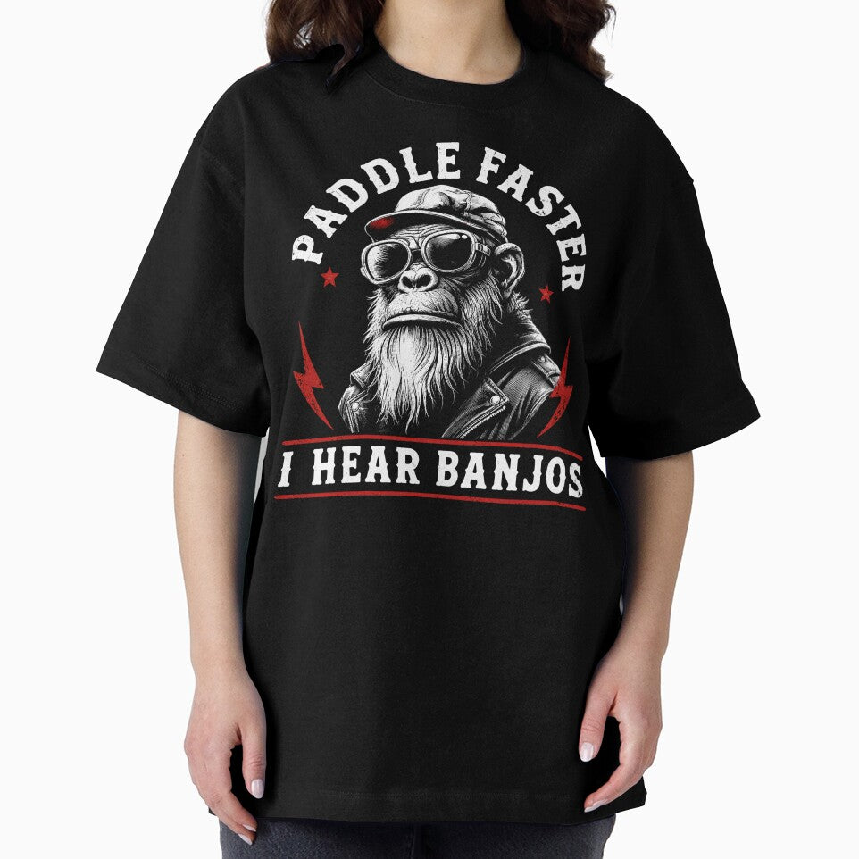 Paddle Faster I Hear Banjos Funny Biker Monkey Kayak Design by VGAfanatic