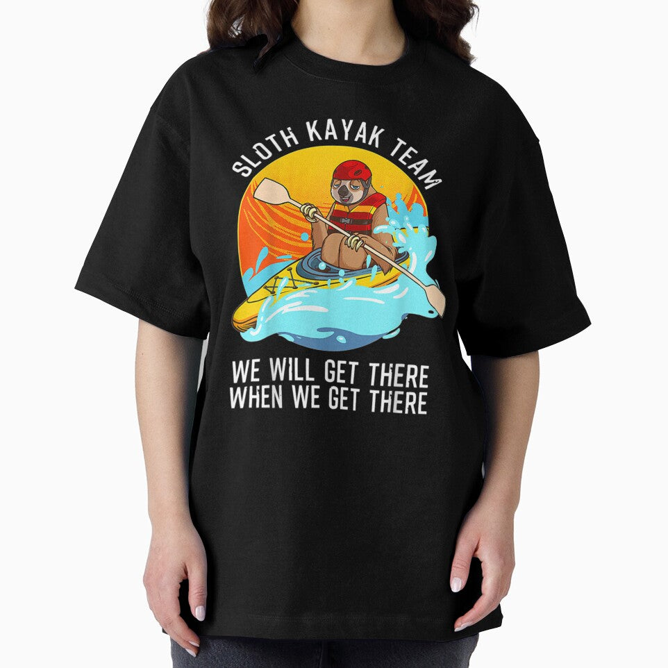 Sloth Kayak Team Funny Kayaking Animal Retro Kayakers Tee by GiselleShop
