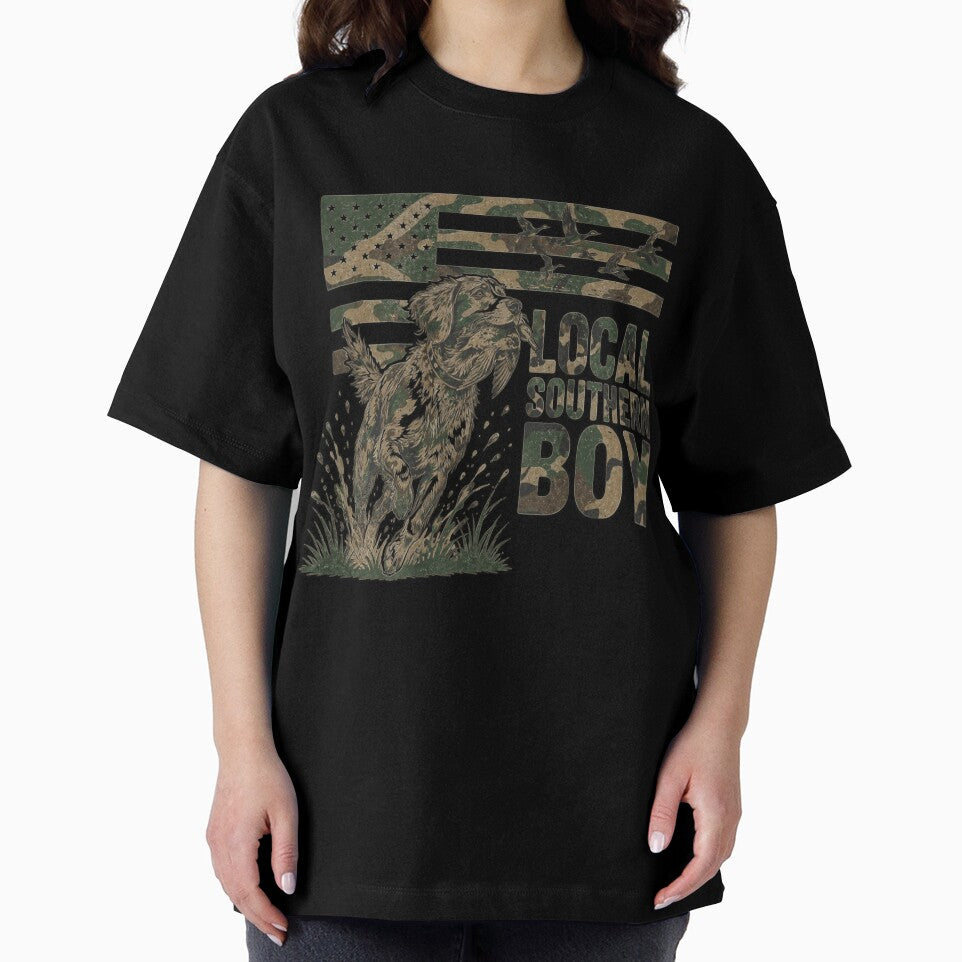 (On Back) Funny Boy Local Camo Duck Hunting Camouflage USA Flag by kotastiart