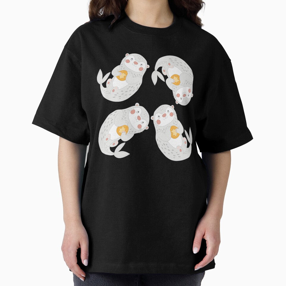 Cute Sea Otter Christmas Illustrated Pattern by AryaSubramanian