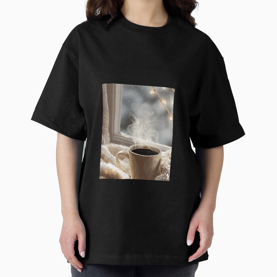 Cozy Winter Coffee Aesthetic | Warm Mug & Snowy Window Art by Flair-Fashion