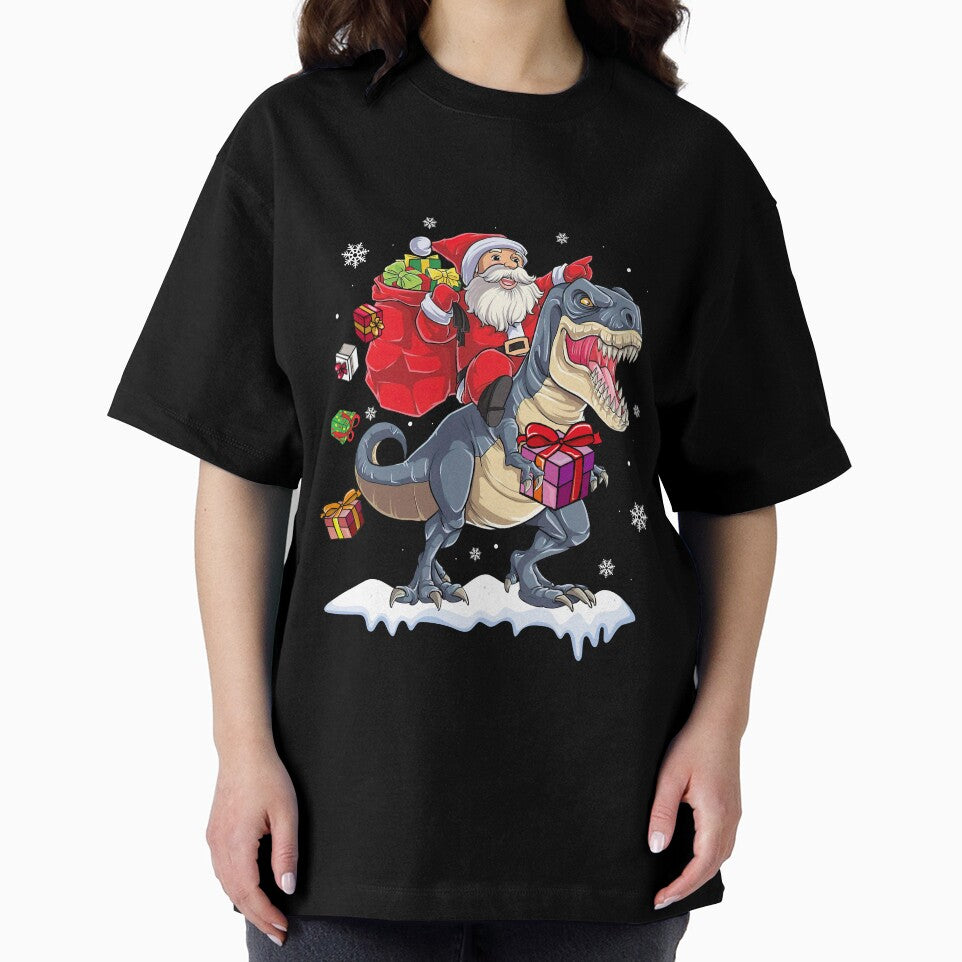 Funny Santa Riding Dinosaur Christmas Design For Little Boys Kids by KennediWitting