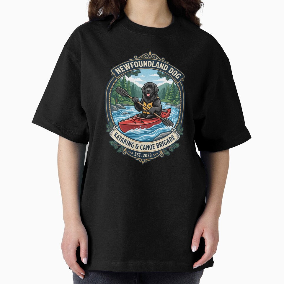 Newfoundland Dog Kayaking Canoe Brigade River Paddle by PictoVibe