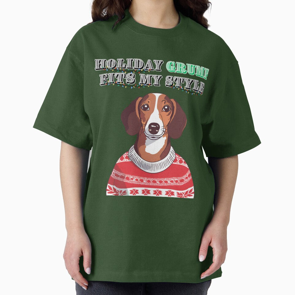 Holiday Grump Dachshund with Christmas Sweater by Vestina88
