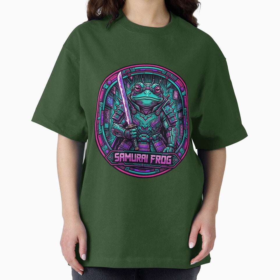 Cyberpunk Samurai Frog - Neon Cyber Ninja Amphibian by Surviving Monday Club