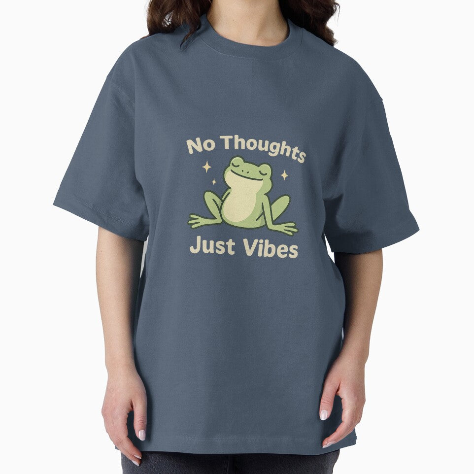 No Thoughts, Just Vibes Frog – Minimal Aesthetic Chill Design by StickerVibeStudio