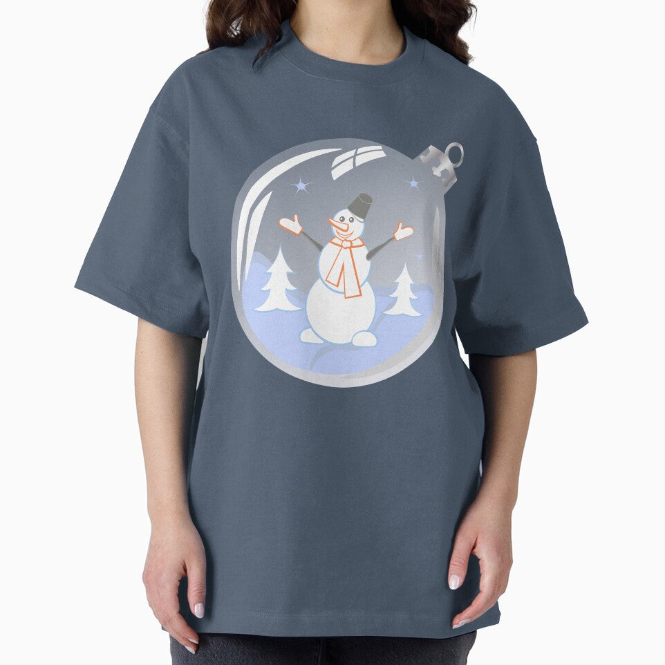 Happy snowman in glass Christmas bauble by CutieBlue