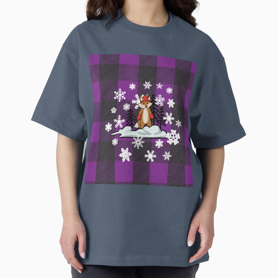 Wintery Fox on Purple Plaid by ScribbledToad