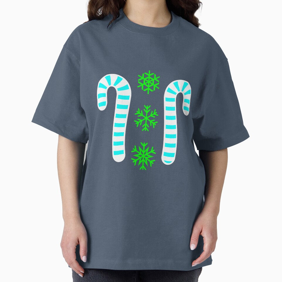 Turquoise Candy Canes & Green Snowflakes Pattern by rainestore