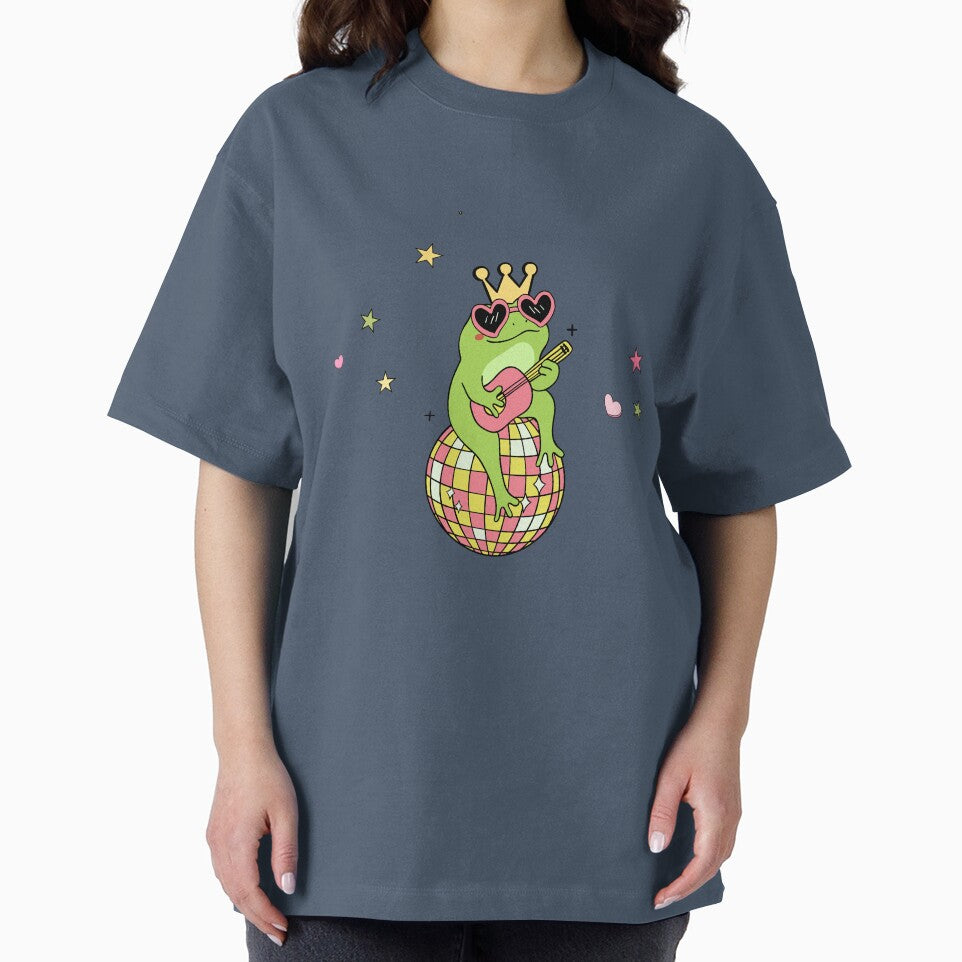 Cute Frog King on Disco Ball – Kawaii Music Vibes by معكوسة.