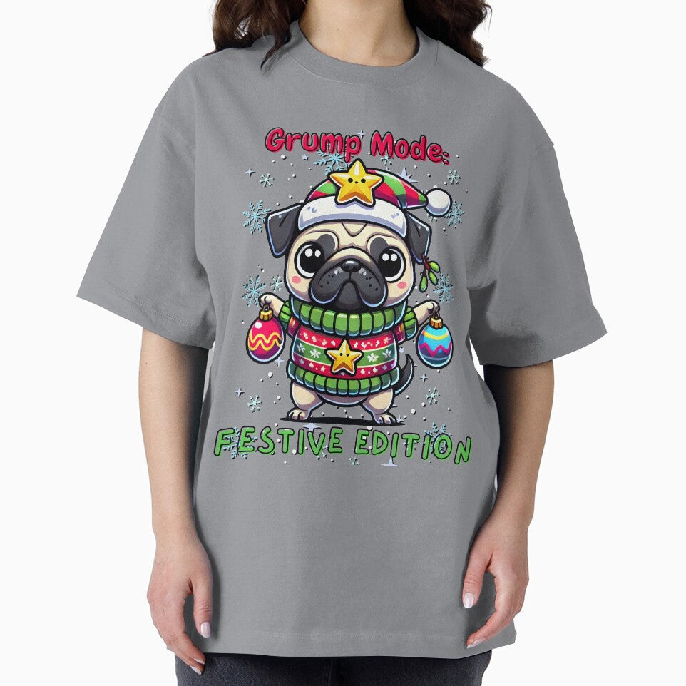 Grump Mode: Festive Edition – Cute Christmas Pug Design by Dantin