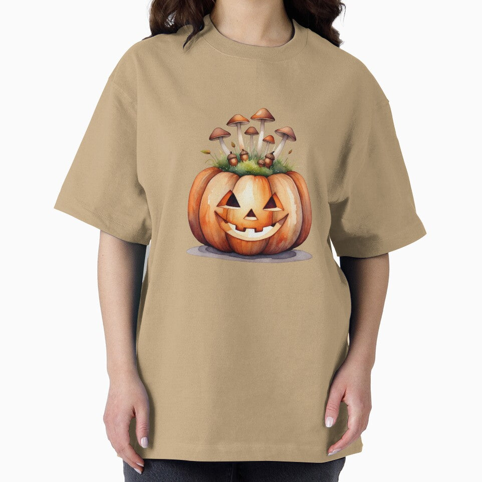 Jack-O’-Lantern with Mushrooms | Goblincore Pumpkin Art by Ombrya