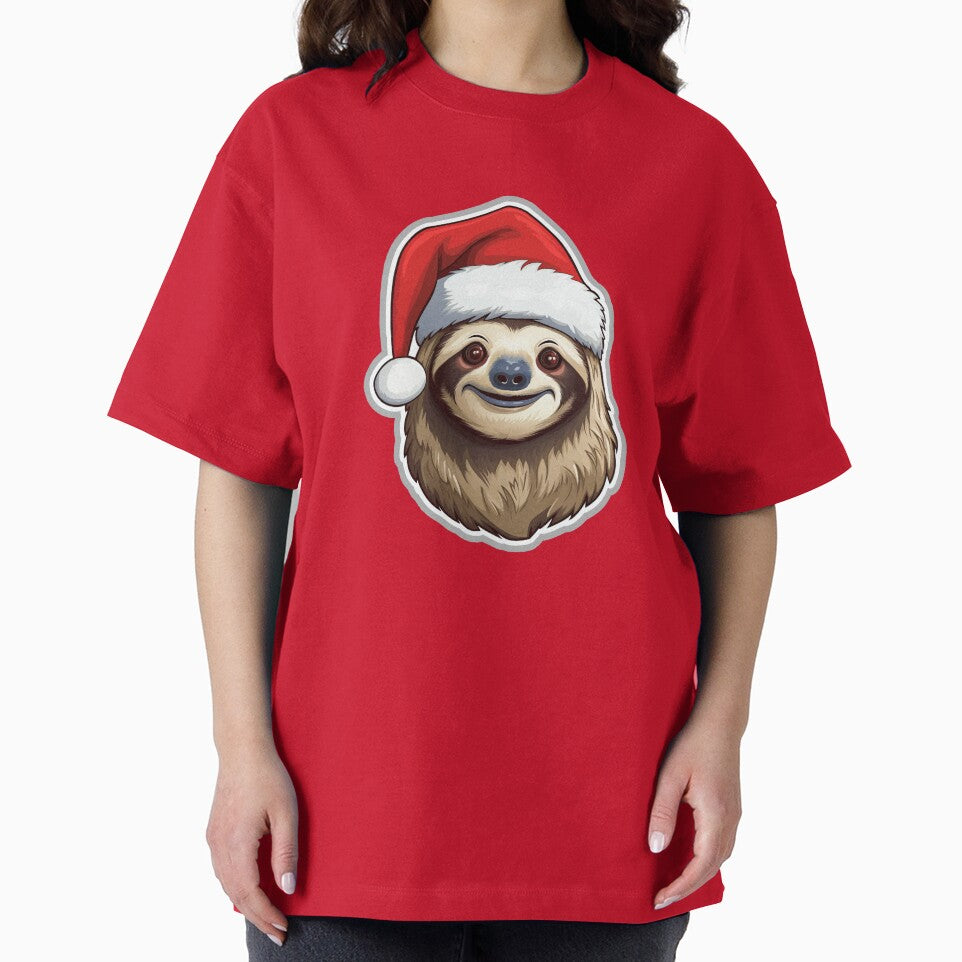 Christmas Sloth Wearing Santa Hat by VelvetRoom