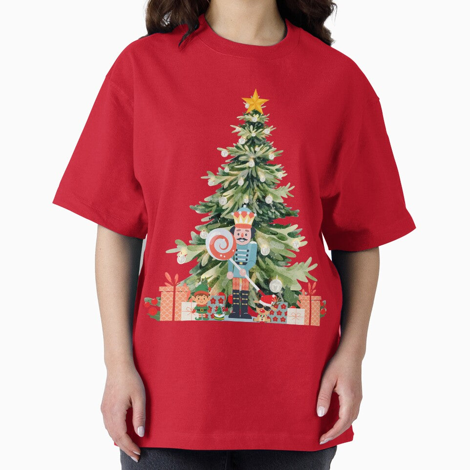 Festive Nutcracker, Elf, and Dog by a Decorated Christmas Tree with Gifts by VibranPalette