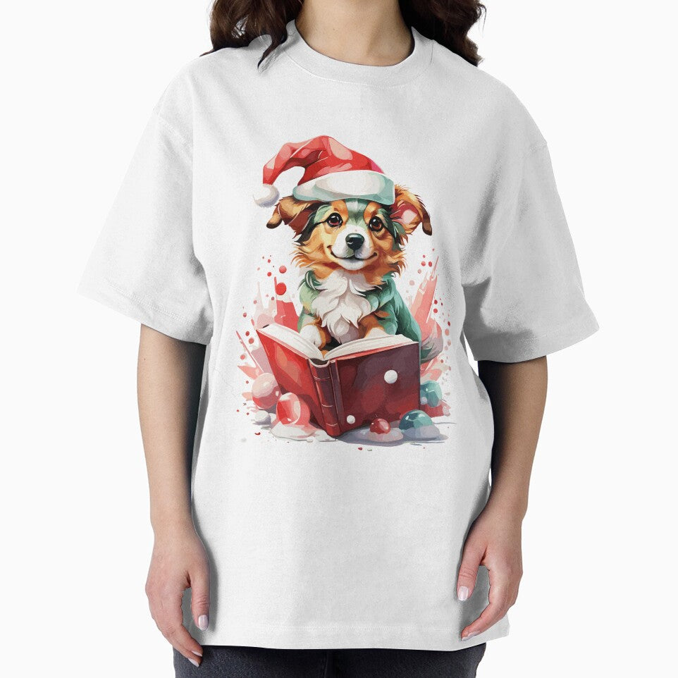 Dog in Christmas Hat with Book - A Perfect Gift for Dog Lovers by cutie1pie1dogs