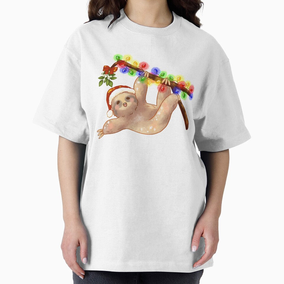 Merry Slothmas - Funny Christmas Sloth Wearing Santa Hat by Jieul
