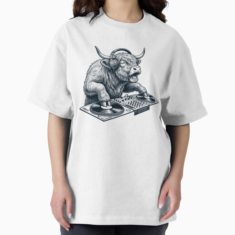 Vintage Retro Highland Cow DJ Animal Music Lover by TerryConnells